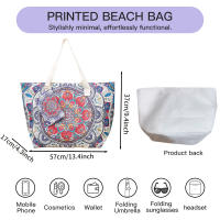Bolso de playa plegable grande con cremallera - Bolso de hombro ligero y duradero con monedero incluido, ideal para compras, camping y viajes, diseño de hojas tropicales impreso, múltiples colores disponibles - details 3