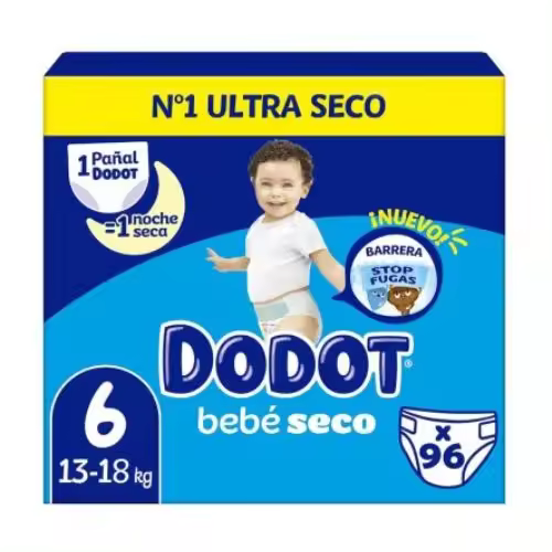 Dodot Bebé Seco Talla 6 (13-18 kg) Caja de 96 Pañales - 1