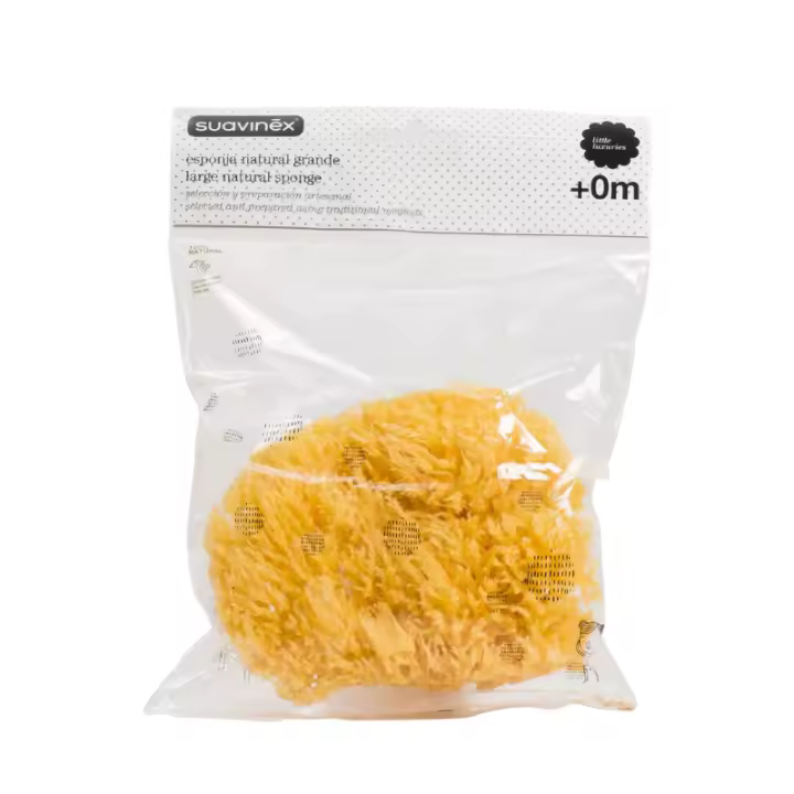 Suavinex Esponja Natural Grande +0m - Esponja para bebé - Esponja de baño para bebés - Cuidado de la piel delicada del Bebé - 1