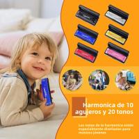 Harmonica Portátil Con 10 Agujeros Y 20 Tonos Mini Harmonica Instrumento Musical Educativo Para Niños Y Adultos Regalo Fácil De Aprender - details 3