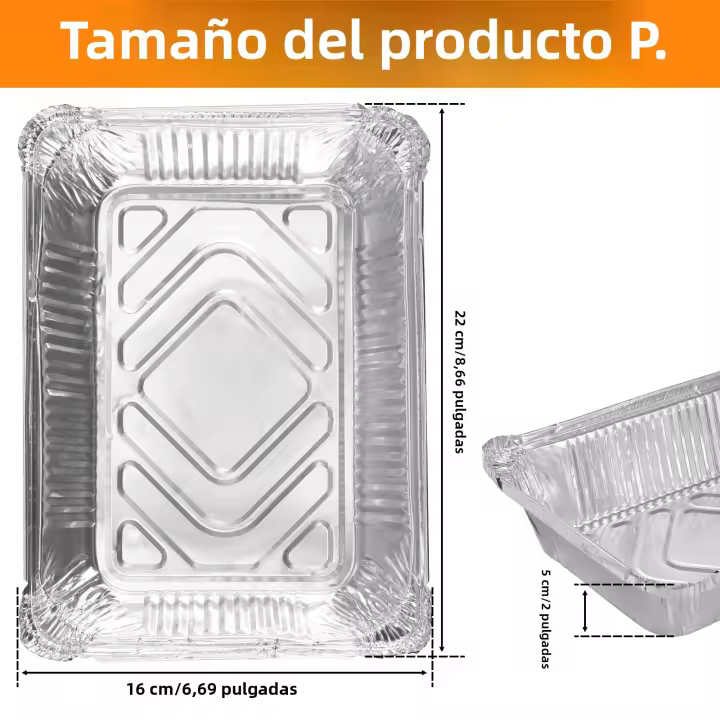 50Pcs Bandejas De Aluminio No Adhesivas De 1100ml Bandejas De Hornear Reutilizables Contenedores De Alimentos De Grado Alimenticio - 1