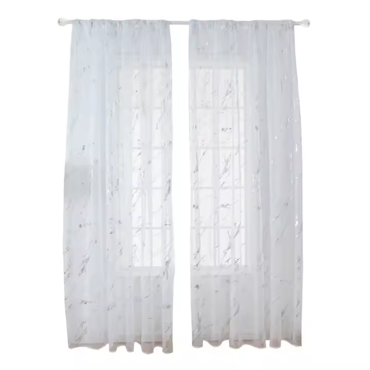 Cortina De Malla Transparente Marfil 100x200cm Abre Por Izquierda Y Derecha Para Sala De Estar Café Dormitorio Cocina Estilo Pastoral - 1