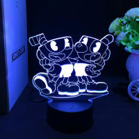 Lámpara De Noche LED 3D Figura De Juego Cuphead Mugman Decorativa Para Dormitorio De Niños Iluminación De Mesa Regalo De Cumpleaños Y Navidad - details 4