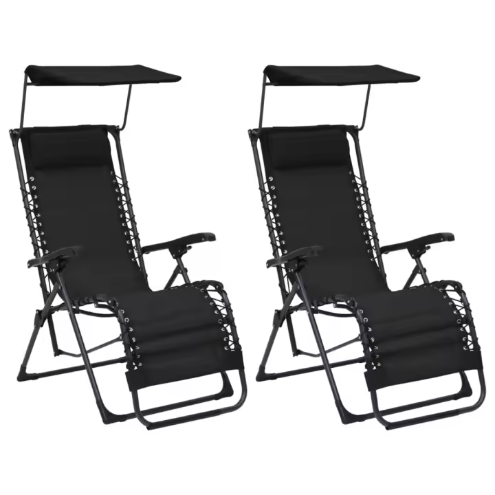 vidaXL Sillas plegables 2 unidades textilene negro - 1