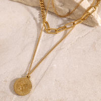 Collar Personalizado Uworld Fashion En Acero Inoxidable 3 En 1 Moneda Colgante 18K Gold Impermeable Para Mujer Joyería Moda - details 0