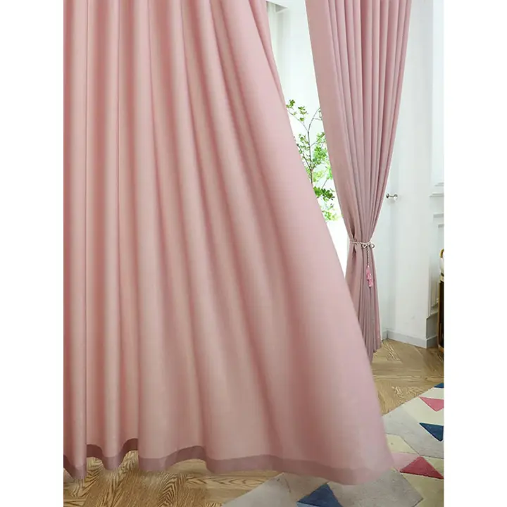 Cortinas De Estilo Princesa Rosa Lujo Para Sala De Estar 1 Pieza Translúcida Hechas De Poliéster 100% Sin Capa Doble Ni Aislamiento Solar - 1