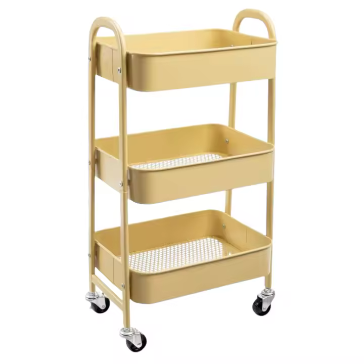 Carrito Metalico with Rueda 3 Leveles Carro Rodante Carro Organizador para Dormitorio Baño Oficina Carro de Almacenamiento Carrito Auxiliar with Rueda, carrito de Cocina or Multipurpose de Tres nivel with Rueda (FRUTA-002 1690 2090) - 1