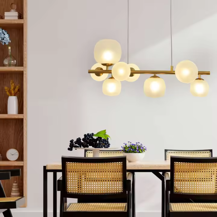 LÚZETE - LÁMPARA DE TECHO 8 LUCES HIERRO PAVÓN NICOLETTA ALM-APOL | Ideal para Salón Comedor | Diseño Original y Elegante - 1
