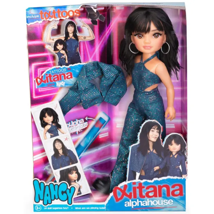 Nancy Aitana Alphahouse, Muñeca como la Cantante, Melena Oscura con Corte a Capas, Conjunto Diseñado por JC Pajares, Hoja de Tatuajes de Aitana, Certificado de Autenticidad - 1
