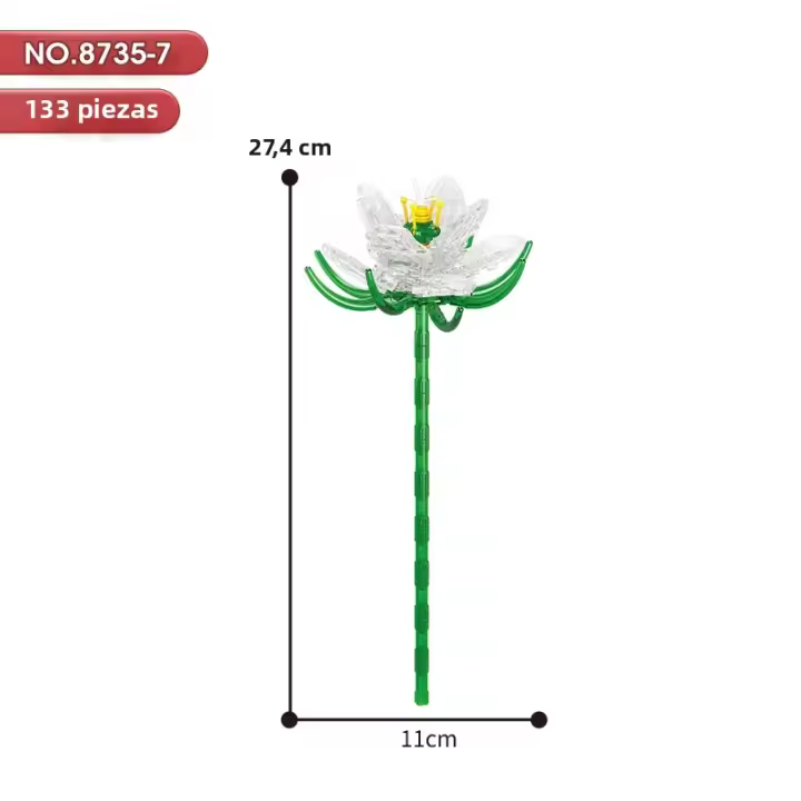 Bloques De Construcción DIY Bouquet Flores Rosa Orchid Modelo 3D Plantas Transparentes Juguetes Para Niños Y Adultos Regalos De Cumpleaños - 1