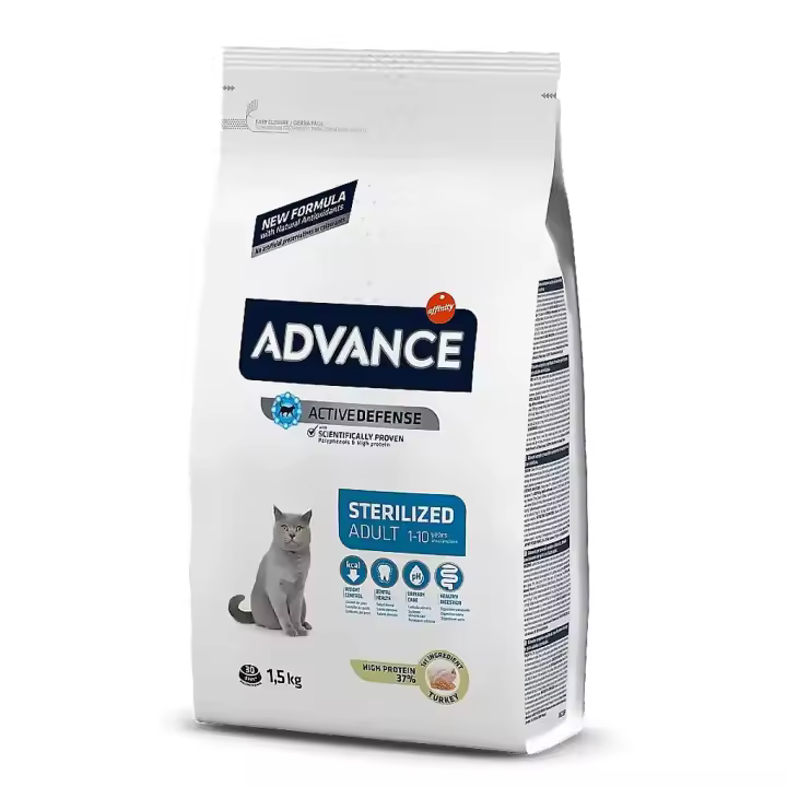 Advance Adult Sterilized Feline, 1.5kg, 3kg, 10kg, Pienso para Gatos Esterilizados con Pavo y Cebada, Affinity - 1
