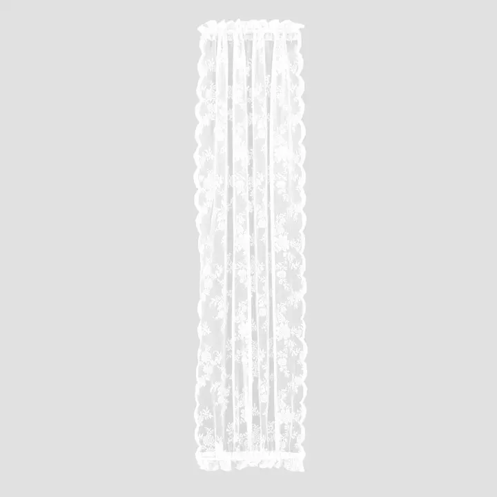 Cortinas De Puerta Transparentes Voile Floral Cortinas De Ventana Modernas Cortina De Puerta Semi-Transparente Con Bolillos Para Rodamiento - 1