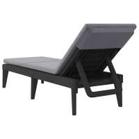 vidaXL Tumbona con cojín PP 186x60x29 cm Sillas de Exterior Ideal para jardín, playa, piscina, terraza Tumbona Piscina Tumbonas Playa Tumbonas Jardín Exterior - details 4