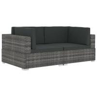 vidaXL Asiento seccional de esquina con cojines 2 pzas ratán PE Negro y blanco, Marrón, Gris Conjunto Terraza Muebles Jardín Exterior Juego de Muebles de jardín Mueble Jardín Exterior Muebles de Salon Exterior - details 3
