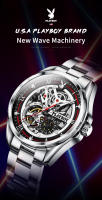 Reloj De Moda PLAYBOY Para Hombres Acero Inoxidable Automático Mecánico Reloj De Mano Con Numeros Romanos Resistente Al Choque Y Luz - details 2