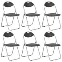 vidaXL Sillas de comedor plegables 6 unidades cuero sintético en color Negro/Blanco | cómodas modernas ergonómicas para comedor cocina salón hogar - details 0