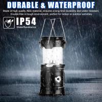 Indoor Camping Solar, Ajustable Lámpara de Camping LED, Impermeable Luz para Acampar de Campaña con Gancho, Luz de Camping para Pesca, Excursión, Jardín, Patio etc. (Negro) - details 4