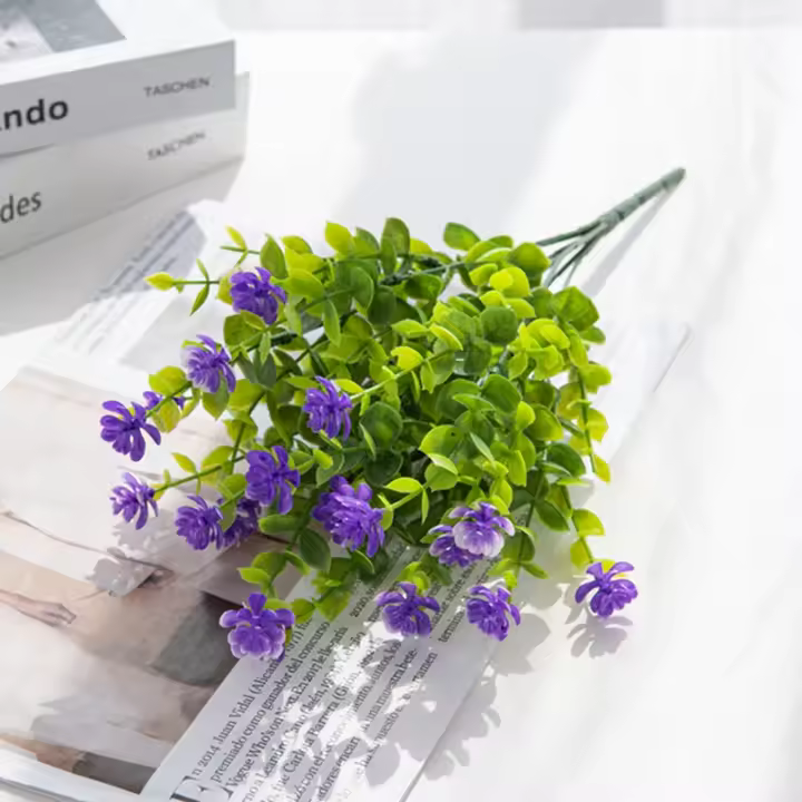 Flor Artificial De Eucalipto En Plástico Para Decoración De Bodas Y Festivales Uso En Vaso De Escritorio O Pared Sin Mantenimiento - 1