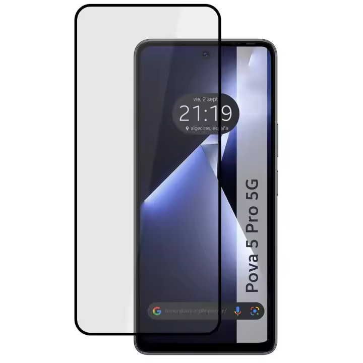 Tumundosmartphone Protector Cristal Templado Completo 5D Full Glue Negro para TECNO POVA 5 Pro 5G Vidrio - 1