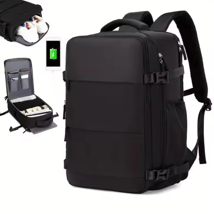 Mochila para portátil de mujer, bolso de viaje aprobado por las aerolíneas, mochila universitaria con carga USB, mochila con compartimento para zapatos que se adapta a un portátil de 15,6 pulgadas, mochila para el regreso a la escuela. - 1