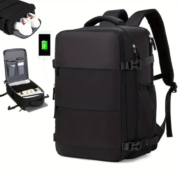 Mochila para portátil de mujer, bolso de viaje aprobado por las aerolíneas, mochila universitaria con carga USB, mochila con compartimento para zapatos que se adapta a un portátil de 15,6 pulgadas, mochila para el regreso a la escuela. - 1