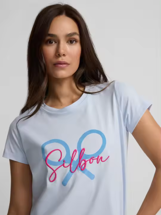 Silbon - Camiseta woman clasica raqueta celeste - 1