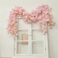 Guirnalda De Flores Artificiales De Sакura Para Decoración De Hogar Jardín Bodas Y Fiestas Arreglo De Sakára En La Pared - details 4