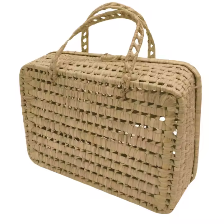 Maletín Cesta Picnic Palma Natural Medidas 40 cm de Largo x 31 cm de Ancho x 38 cm de Alto Artesanal - 1