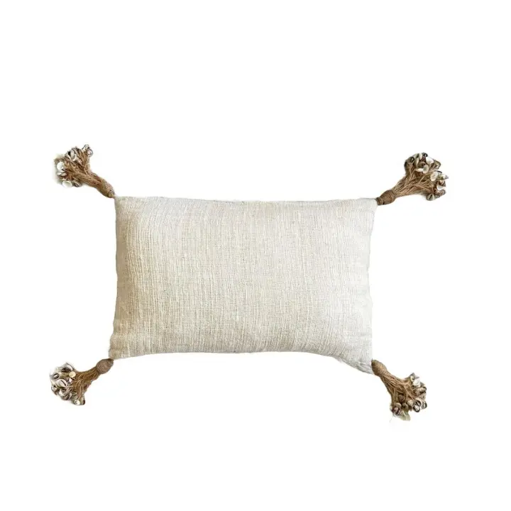Funda de cojin Hanuman de algodón con borlas de caracoles 30 x  50 cm de marca Origen - 1