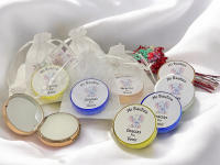 Lote 10 Bálsamos Labiales con espejo y aroma a Vainilla en bolsa de regalo de organza - Regalos para Invitados de Bautizo - details 4