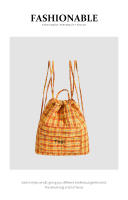 Xiao Hongshu recomienda una nueva mochila de Cuadros Amarillos con Cordón acrílico perlado de Verano para Mujer con gran capacidad. - details 2