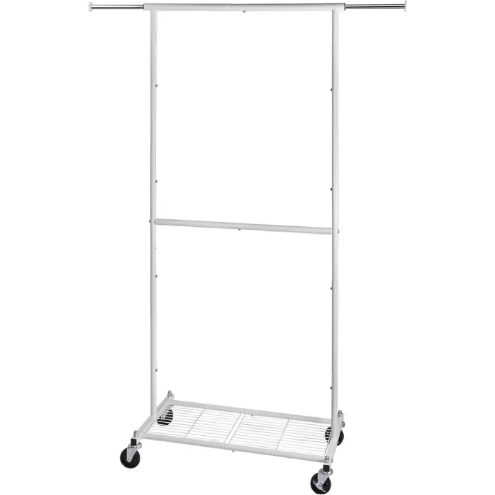 T-LoVendo Perchero Burro Extensible Ajustable con Ruedas con Barra y Estante Ropa Zapatos Bolsos Portátil - 1