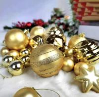 Pack 42 unds Bolas de Navidad, Exquisitas Bolas Navidad 6CM & 3CM Pintadas, Bolas Arbol de Navidad Brillantes, Juego de Bolas de Navidad Grandes Mini de dos Colores para Mezclar y Combinar (Verde, Dorado) - details 9