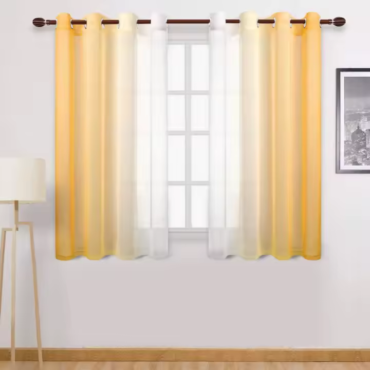 Cortina Moderna De Color Gradiente Tulle Translúcida Para Decoración De Habitaciones Cocinas Y Hoteles Panel Único Para Ventanas - 1