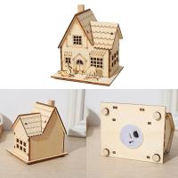 Casa De Madera Pequeña Para Navidad Con Luz LED Decoración De Árbol De Navidad Adorno Xmas Regalo Para Niños Casa De Navidad DIY - details 8