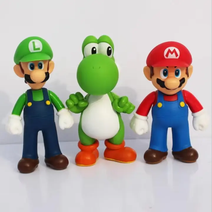 3Pcs Super Mario Bros Figuras De Acción PVC 4.4 Pulgadas Muñecos De Luigi Mario Yoshi Decoraciones De Modelos Juguetes Para Niños Regalos De Cumpleaños - 1