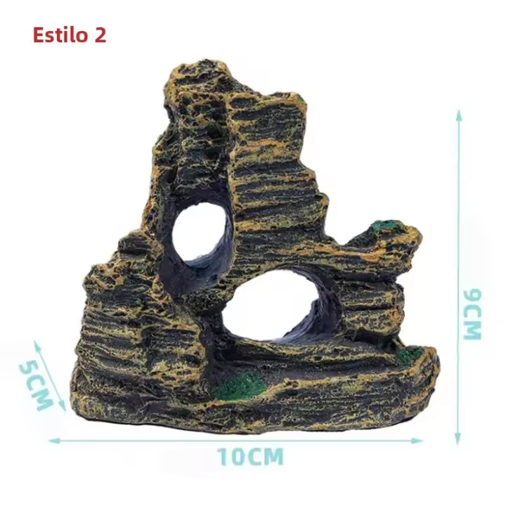 Adorno De Acuario Pequeño Montaña De Piedra Y Roca Para Tanque De Peces Decoración De Arbolito Y Cueva Accesorios De Acuario Color Amarillo - 1