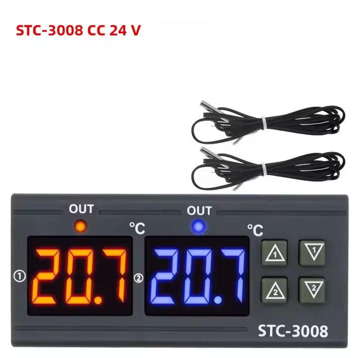 Controlador De Temperatura Digital STC-3008 110V 220V DC 12V 24V Con Sensor De Humedad Termotermómetro Dual Salida De Relé Para Calefacción Y Enfriamiento - 1
