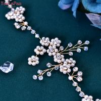 YouLaPan Diadema De Boda Elegante Con Perlas Y Cristales Accesorios Para El Cabello De Novia Metálica Tamaño 43*7CM Para Mujeres Novias Damas De Honor Fiesta De Boda - details 1
