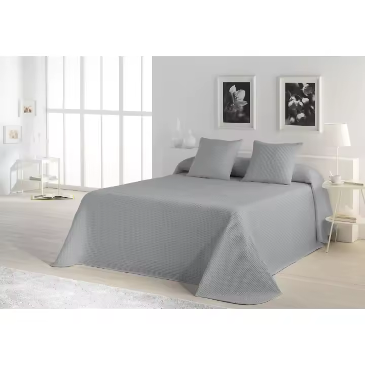 Colcha tejida + 2 fundas de cojín Banús color Perla - Cama de 180 cm - 100% algodón - Fijalo - 1