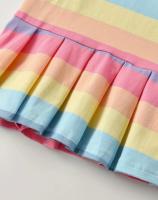 Girls Stylish & Casual Colorful Striped Rabbit Embroidered Cotton Dress for Spring & Summer - details 3
