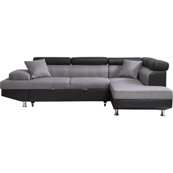 Sofá esquinero "Sophia luxe" - Negro/ Gris - Esquina derecha - 1