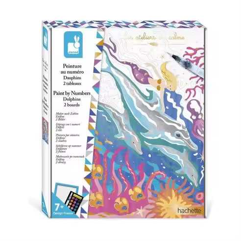 Juego de manualidades Pintura por números con Acuarela Delfines - J07981 JU07981 JANOD - 1