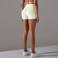 Shorts Deportivos Sin Costuras Cintura Alta Push up Yoga Elásticos Para Gimnasio Y Correr Shorts Transpirables De Poliéster Y Nylon - details 29