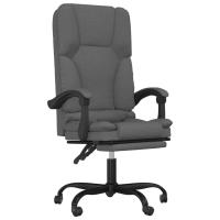 vidaXL Silla de oficina reclinable con masaje de tela gris oscuro - details 1