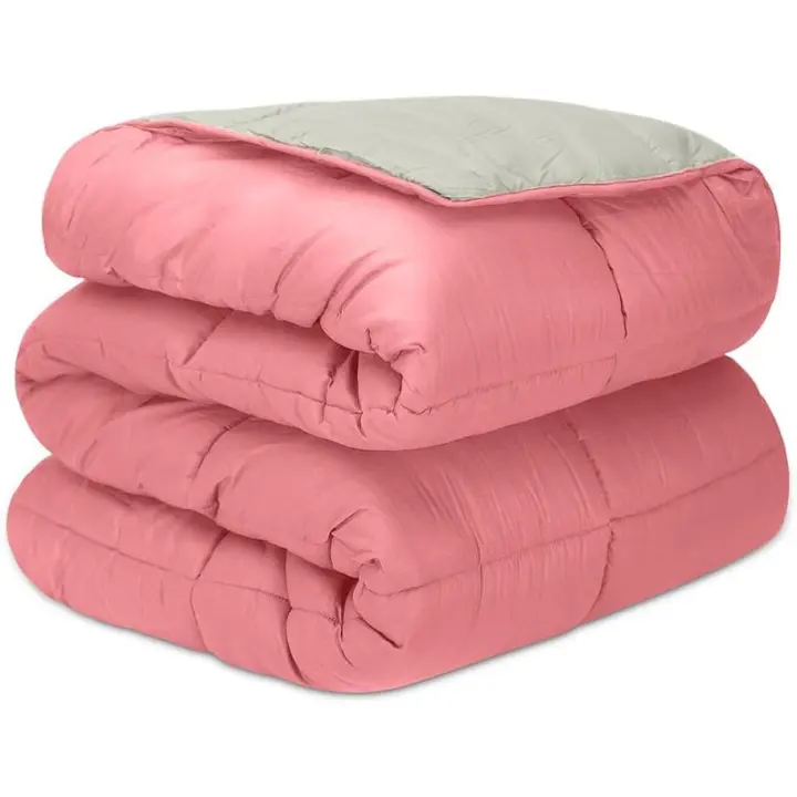 DECASATEXTIL -Edredon Nordico Bicolor Reversible - 400Gr/m2 - Diferentes medidas - Edredon Microfibra – Reversible- Suave, cómodo, Ligero y Transpirable – ROSA/GRIS - 1