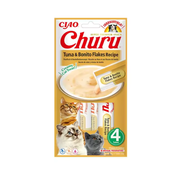 Churu GATO Receta de Atún con virutas Bonito (12 uds. de 4 x 14 g) - 1