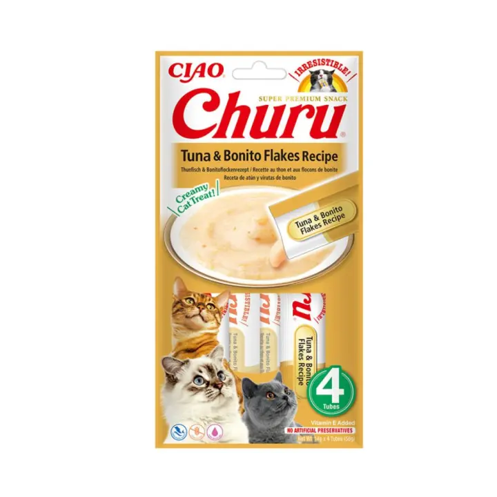 Churu GATO Receta de Atún con virutas Bonito (12 uds. de 4 x 14 g) - 1