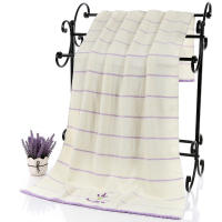 Toalla De Baño De Algodón Puro Lavanda Bordada Absorbe Agua Toalla De Rostro Y Mano Color Lavanda Y Blanco Tamaño Rectangular Para El Hogar - details 5