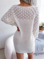 Vestido De Suéter Casual Con Mangas Largas Y Ochenta Para Mujer Adecuado Para Otoño E Invierno Sin Cinturón Estilo Recto - details 5